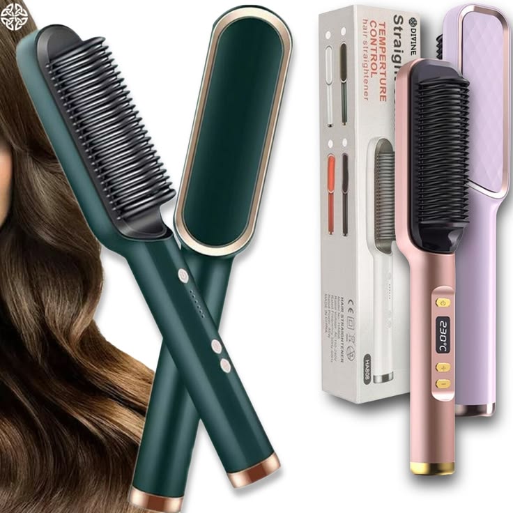2 in 1 Electric Hair Straightener Curle heating style comb